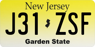 NJ license plate J31ZSF