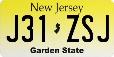 NJ license plate J31ZSJ