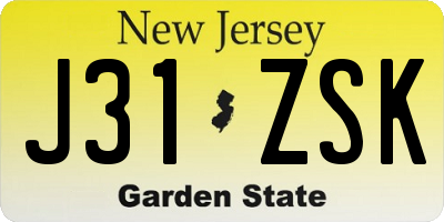NJ license plate J31ZSK