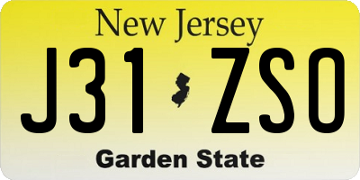 NJ license plate J31ZSO