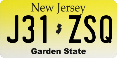 NJ license plate J31ZSQ