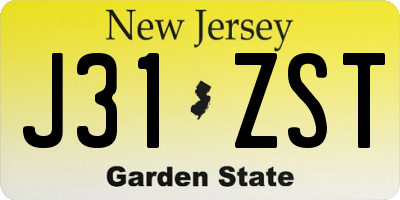 NJ license plate J31ZST