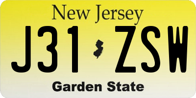 NJ license plate J31ZSW