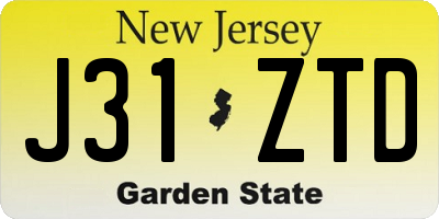 NJ license plate J31ZTD