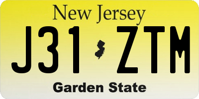 NJ license plate J31ZTM