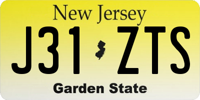 NJ license plate J31ZTS