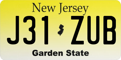 NJ license plate J31ZUB