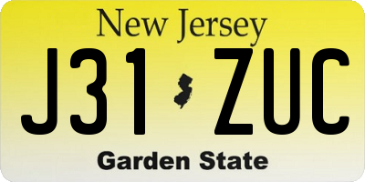 NJ license plate J31ZUC