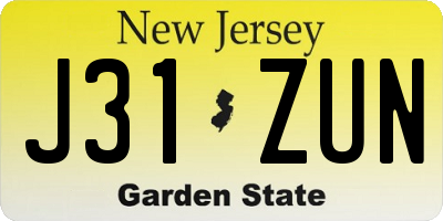 NJ license plate J31ZUN