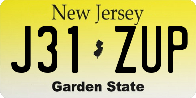 NJ license plate J31ZUP