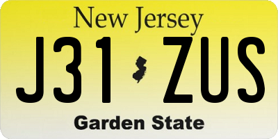 NJ license plate J31ZUS