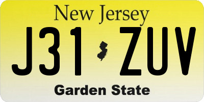 NJ license plate J31ZUV