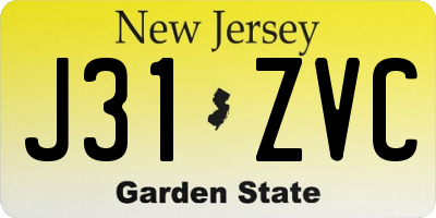NJ license plate J31ZVC