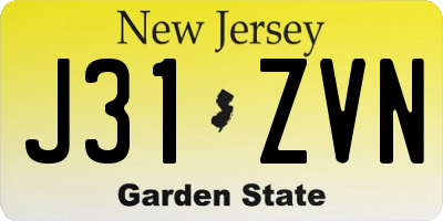 NJ license plate J31ZVN