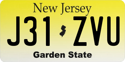 NJ license plate J31ZVU