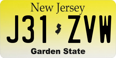 NJ license plate J31ZVW