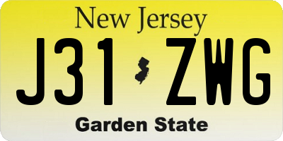 NJ license plate J31ZWG