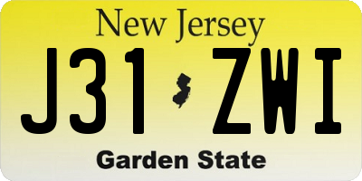 NJ license plate J31ZWI