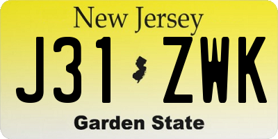 NJ license plate J31ZWK