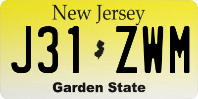 NJ license plate J31ZWM