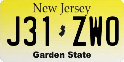 NJ license plate J31ZWO