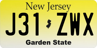 NJ license plate J31ZWX