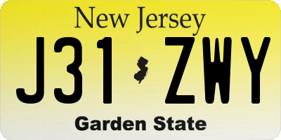 NJ license plate J31ZWY