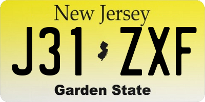 NJ license plate J31ZXF