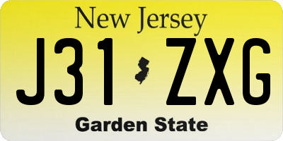 NJ license plate J31ZXG