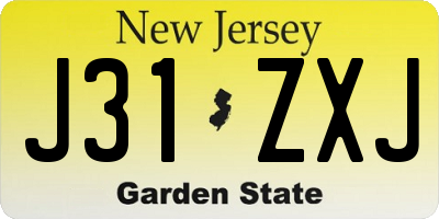 NJ license plate J31ZXJ