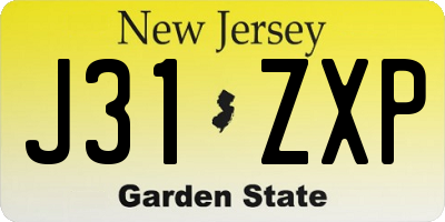 NJ license plate J31ZXP