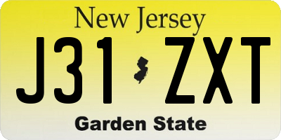 NJ license plate J31ZXT