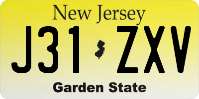 NJ license plate J31ZXV