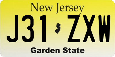 NJ license plate J31ZXW