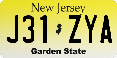 NJ license plate J31ZYA