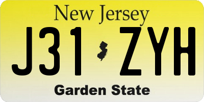 NJ license plate J31ZYH