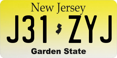 NJ license plate J31ZYJ