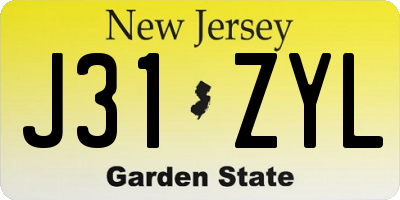 NJ license plate J31ZYL