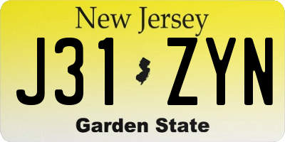 NJ license plate J31ZYN