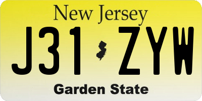 NJ license plate J31ZYW