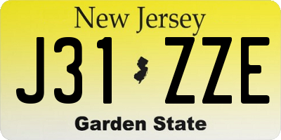 NJ license plate J31ZZE