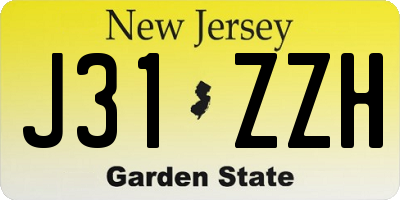 NJ license plate J31ZZH