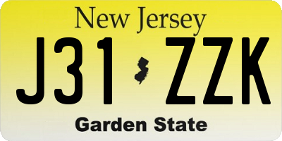 NJ license plate J31ZZK