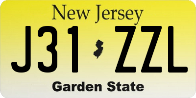 NJ license plate J31ZZL