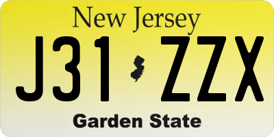 NJ license plate J31ZZX