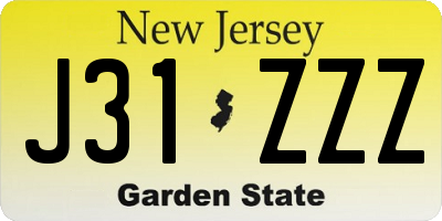 NJ license plate J31ZZZ