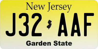 NJ license plate J32AAF