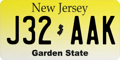 NJ license plate J32AAK