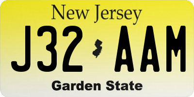 NJ license plate J32AAM