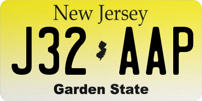 NJ license plate J32AAP